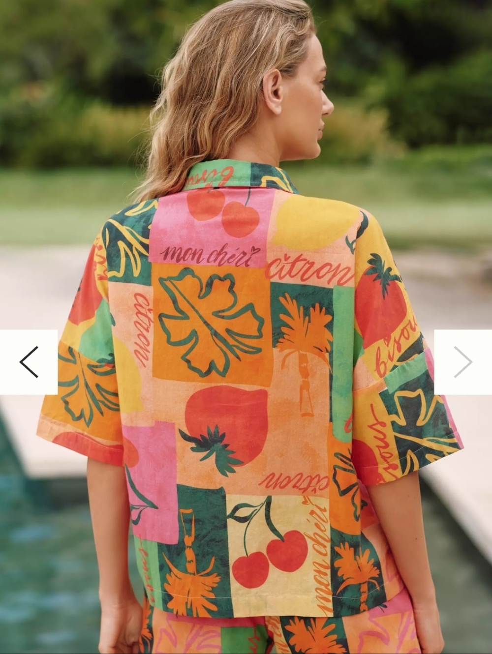 Beach Riot Naida Top In Fruit Market Button-Up Cotton Shirt Size Medium - Picture 2 of 7